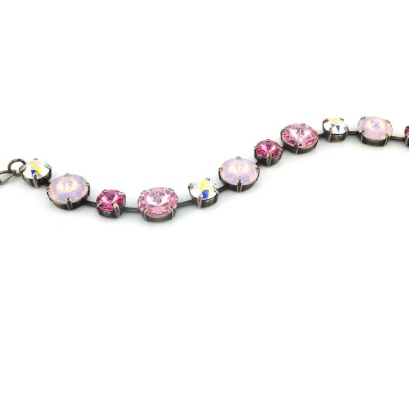 Rosé Glow Light Pink and Crystal AB Tennis Bracelet Made with Genuine Crystals - Picture 7 of 8